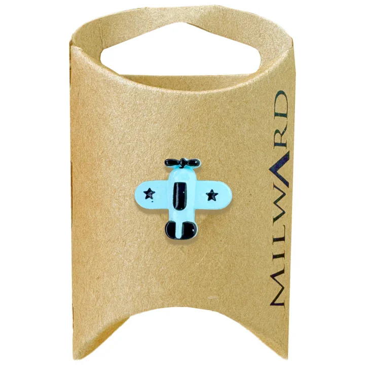 Black and Baby Blue Nylon Shank Airplane Button