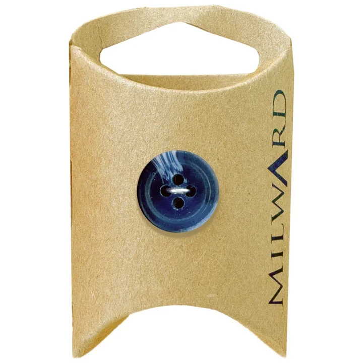 Blue Polyester 4-Hole Marble Edge Button