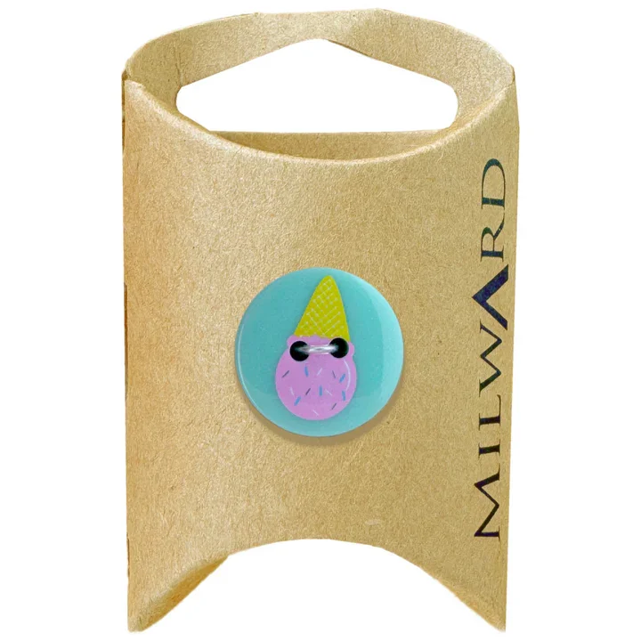Blue Polyester 2-Hole Ice Cream Button