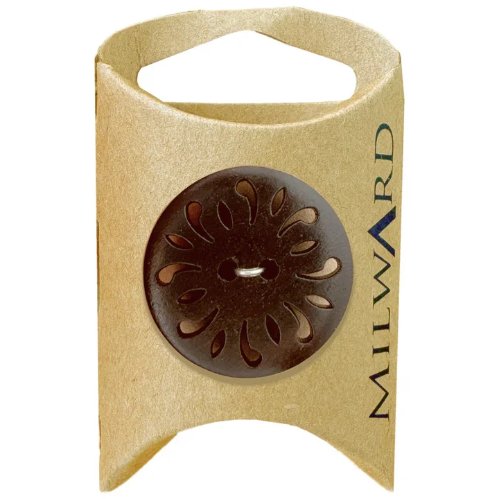 Brown Polyester 2-Hole Die Cut Butto