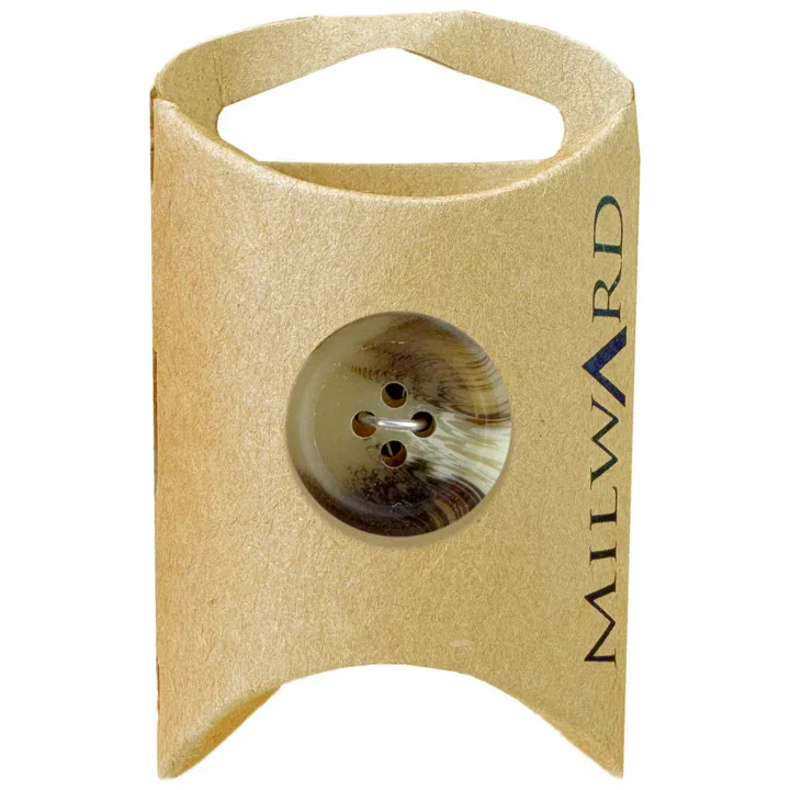 Cream Polyester 4-Hole Variegated Button