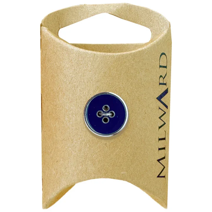 Navy Zinc Alloy 4-Hole Silver Rim Button