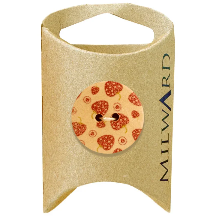 Orange Wooden 2-Hole Strawberry Button