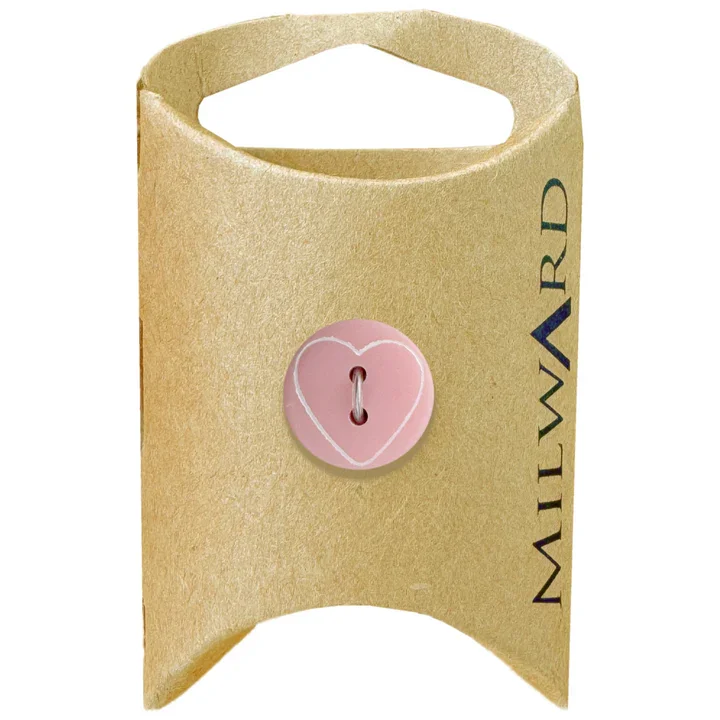 Pink Polyester 2-Hole Heart Button