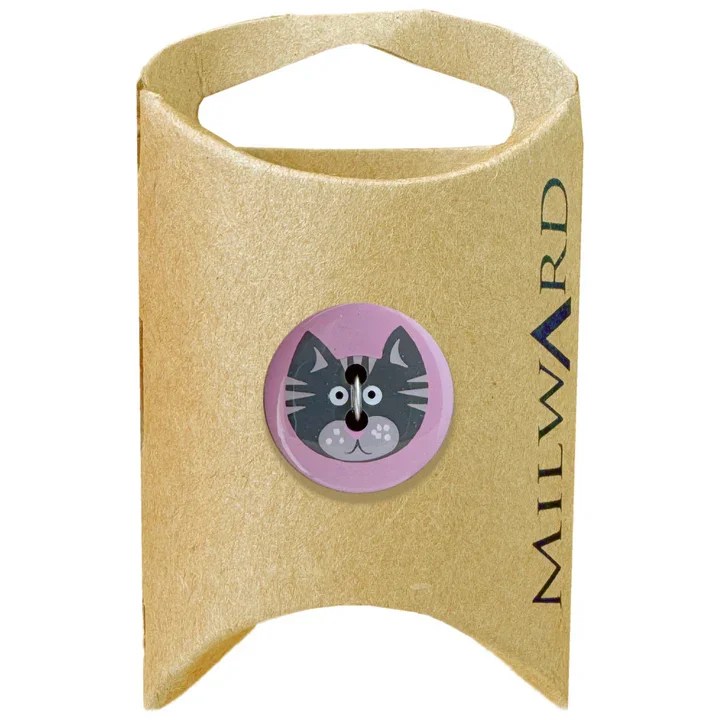 Pink Polyester 2-Hole Kitty Button