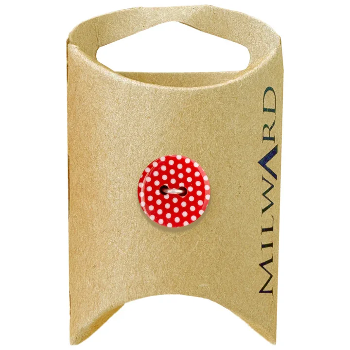Red Nylon 2-Hole Polka Dot Button