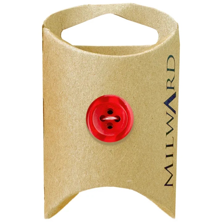 Red Polyester 4-Hole Shiny Button