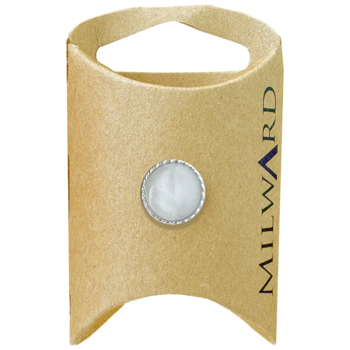Silver Nylon Shank Pearl/Silver Rim Button