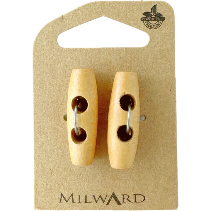 Tan Wooden 2-Hole Toggle Button