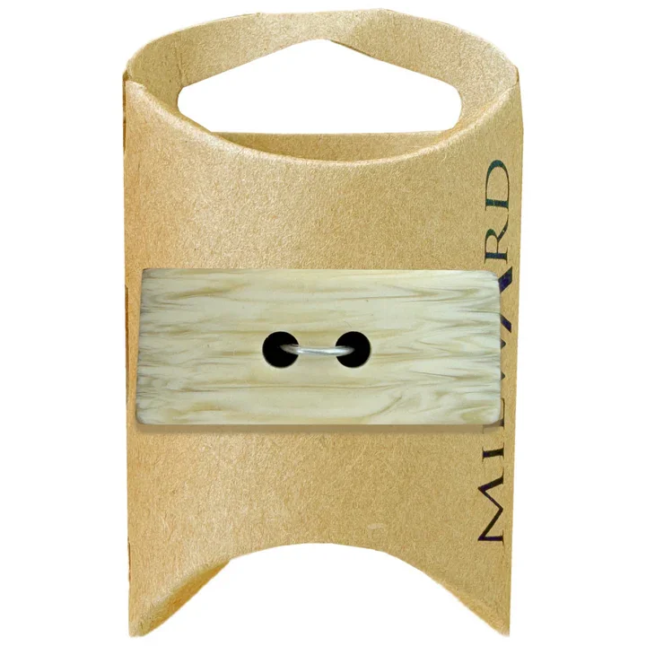 Tan Polyester 2-Hole Oblong Mottled Button