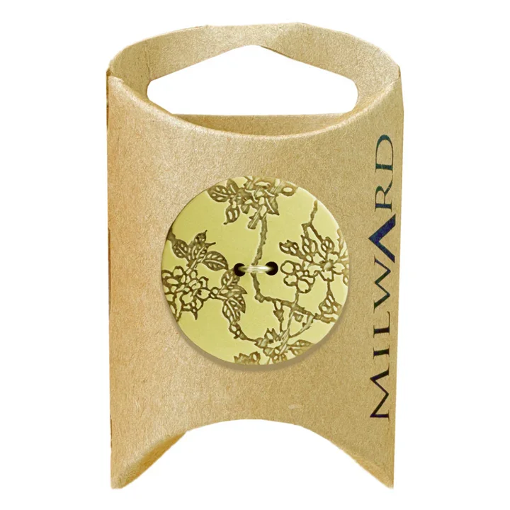 Tan Acrylic 2-Hole Fleuron Button