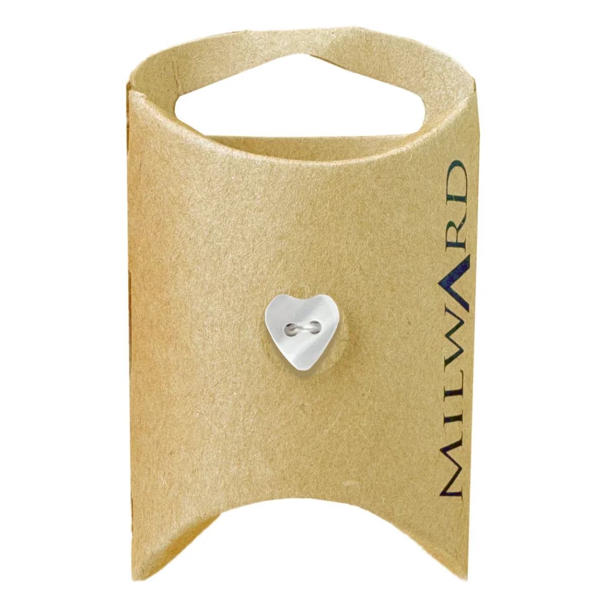 White Polyester 2-Hole Heart Button