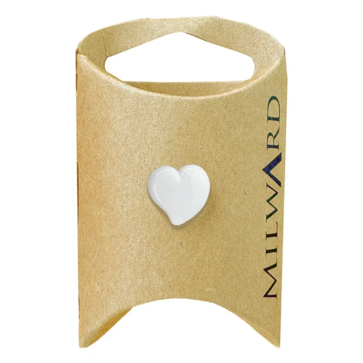 White Nylon Shank Heart Button