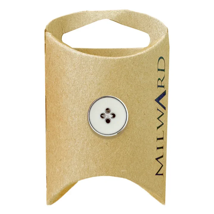White Zinc Alloy 4-Hole Silver Rim Button
