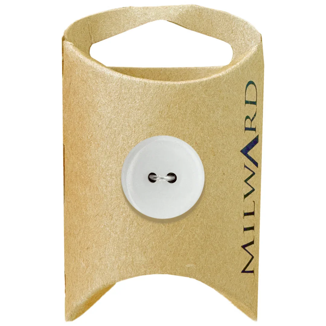 White Polyester 2-Hole Glossy Button 