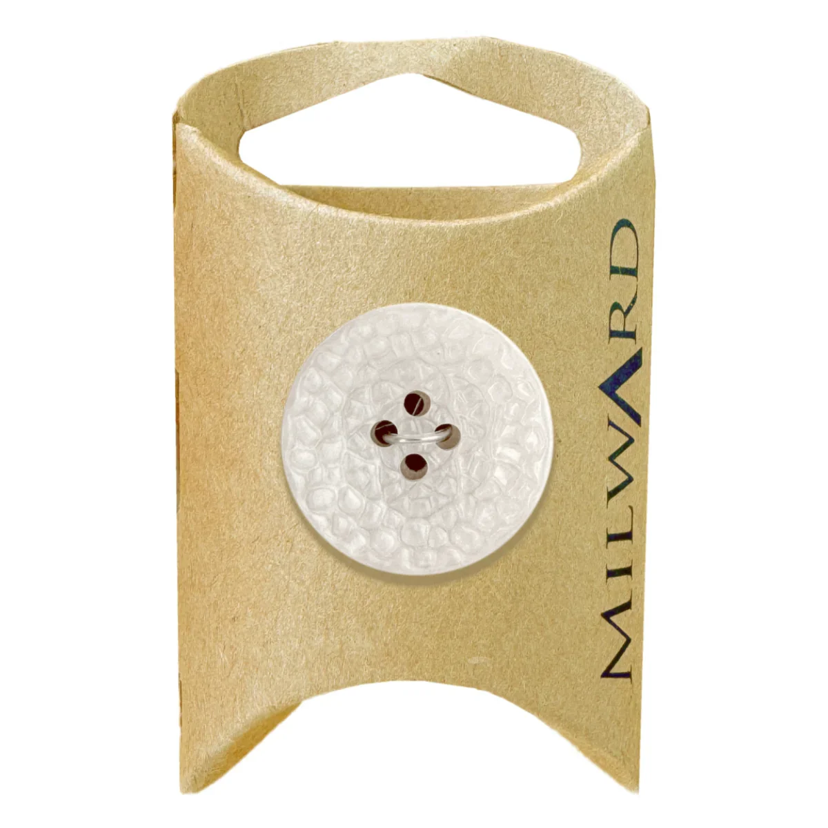 White Polyester 4-Hole Leather Look Button