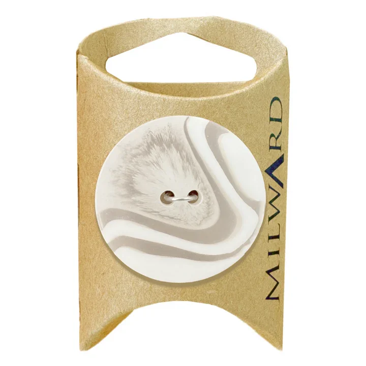 White on Clear Nylon 2-Hole Swirl Button