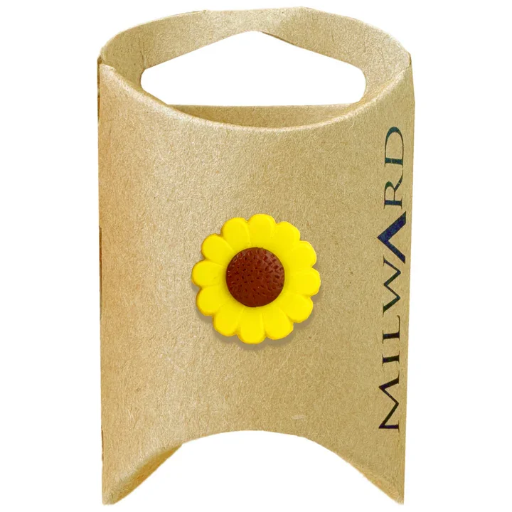Yellow Polyester Shank Sunflower Button