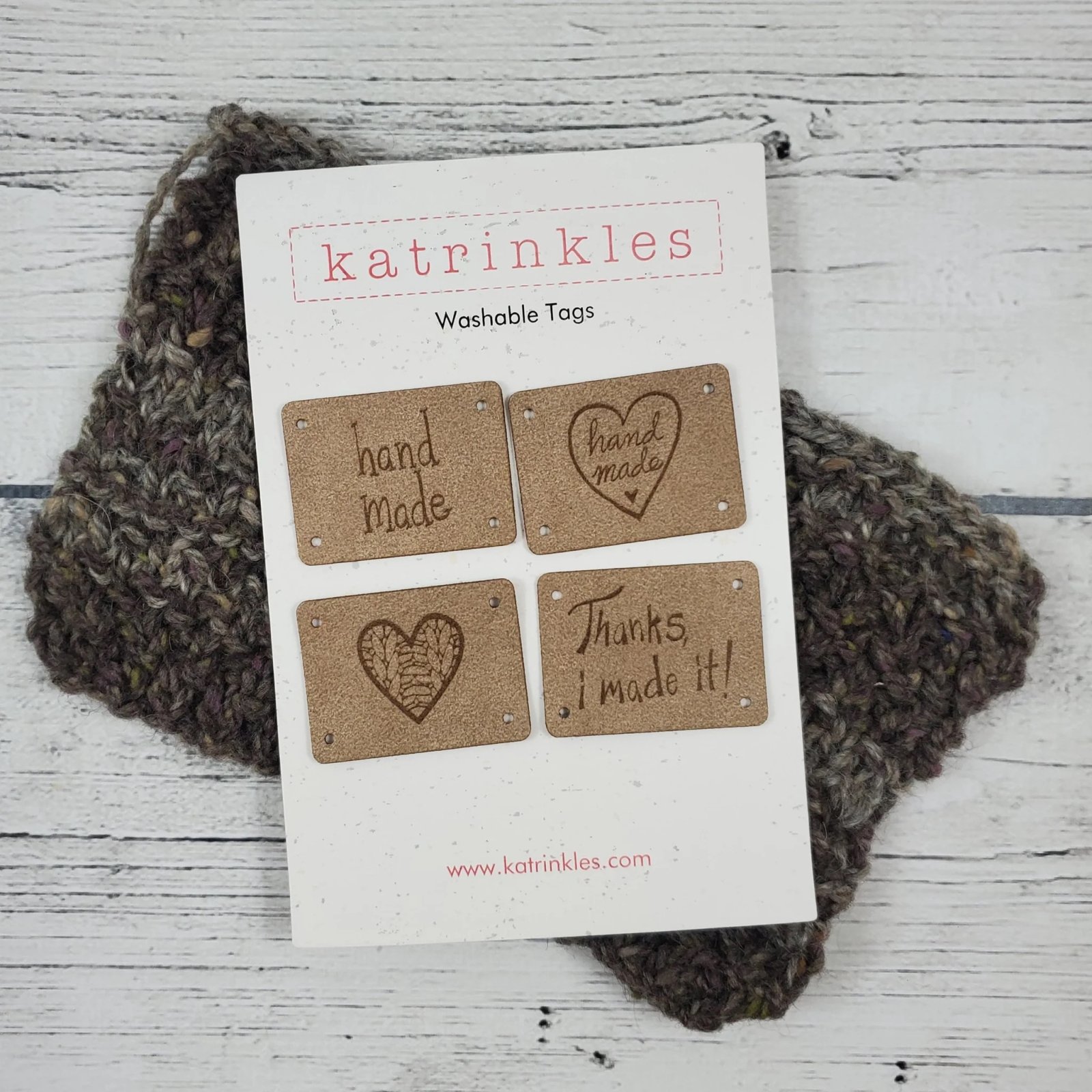 Assorted Hand Made Heart Tags - Card of 4 - Faux Suede