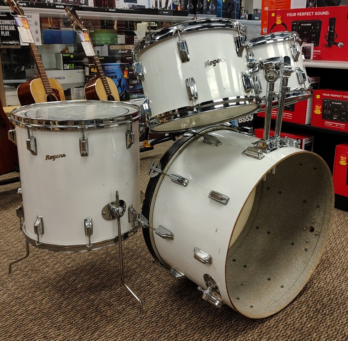 1970's Rogers White Drum Shell Pack - Used/Vintage