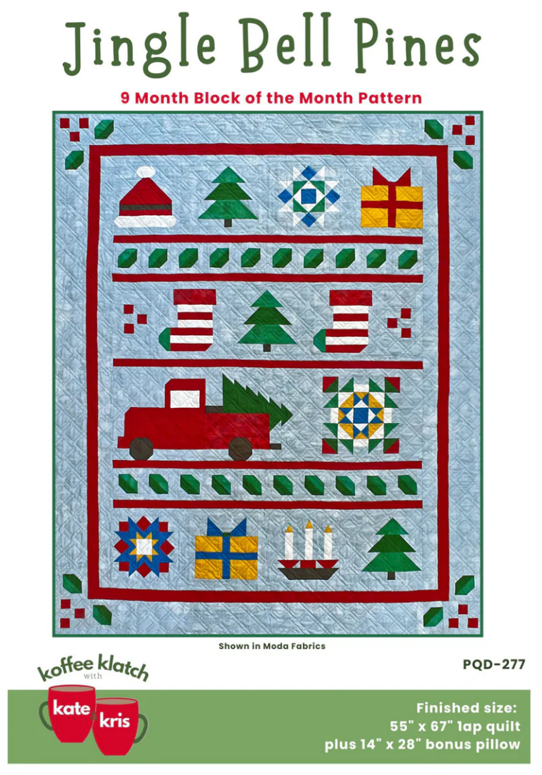 Jingle Bell Pines BOM Full Kit - 9 Month Pattern by Kate Colleran and Kris Poor (Kitted by Lynne Coe of Soft Squares)