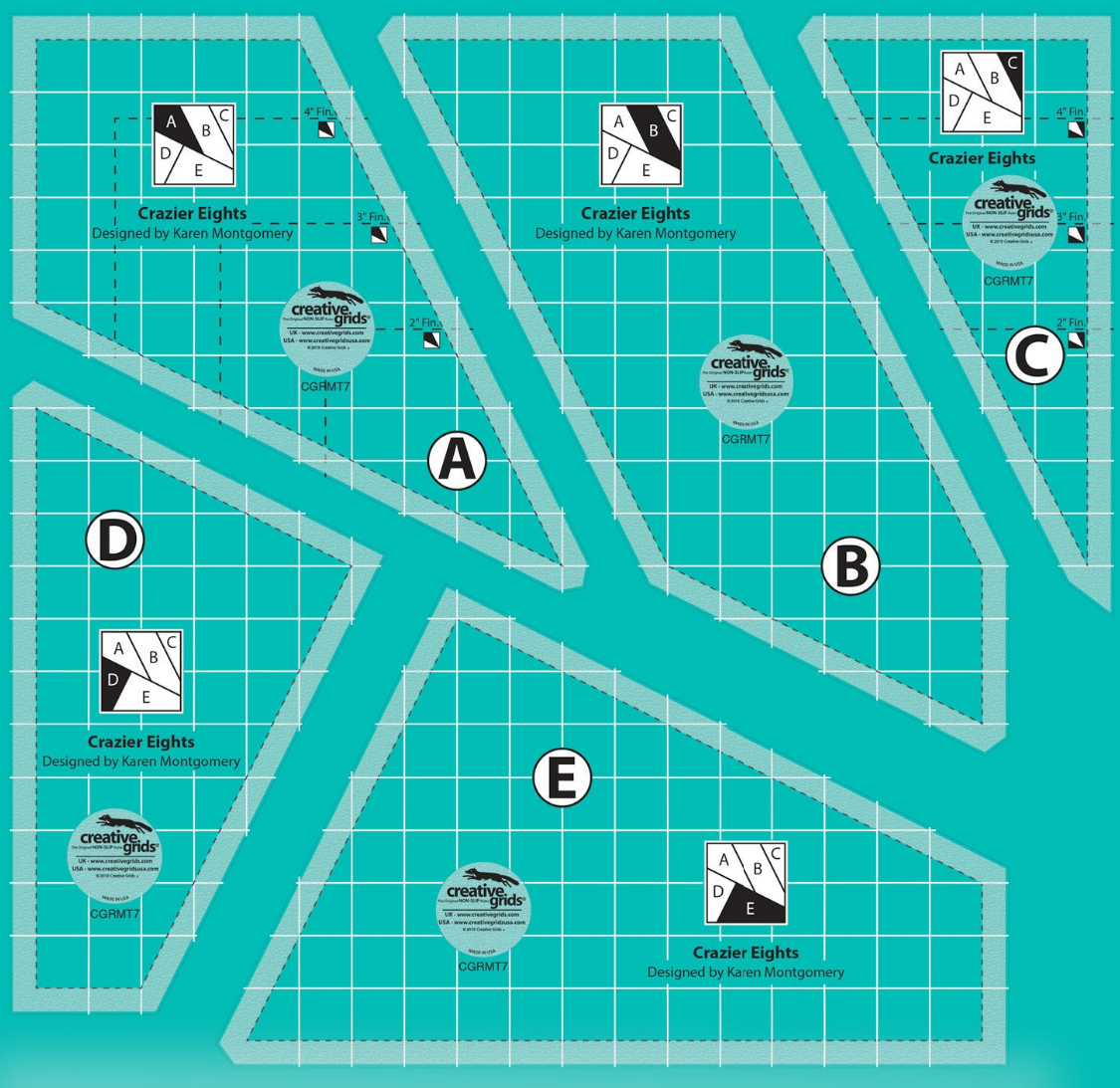 Template - Crazier Eight 5pc Template Set by Karen Montgomery for Creative Grids 