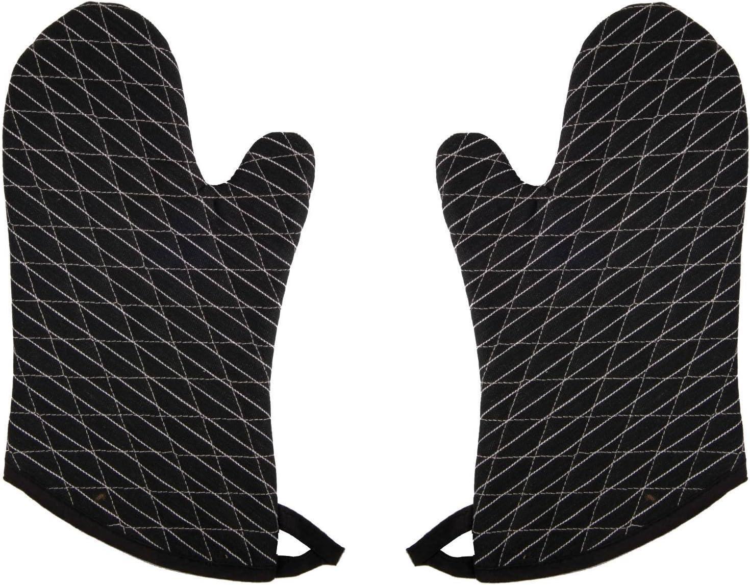 Now Designs Black and White Pinstripe Oven Mitt Set