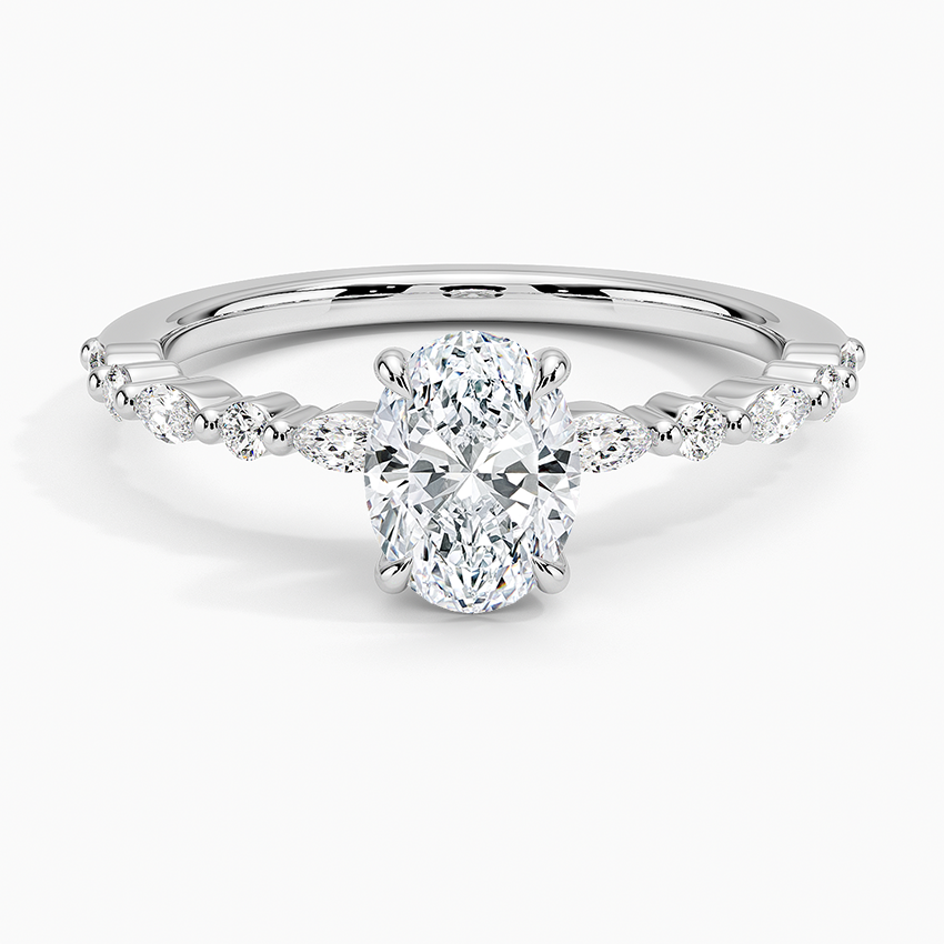 14K White Gold 1.50ct G-VS2 Oval Lab Diamond with .50ctw Lab Accents