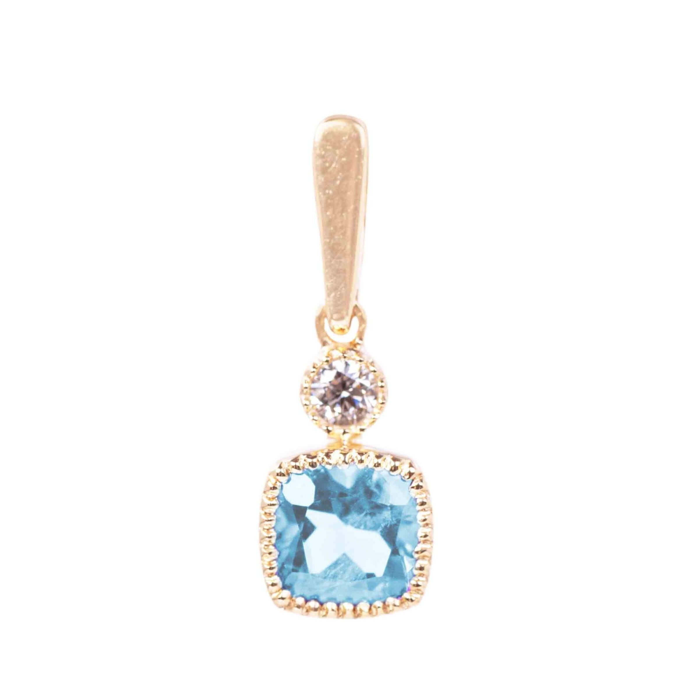 14K Yellow Gold Aqua 0.60ct and Diamond 0.05ct Pendant With 18 Chain