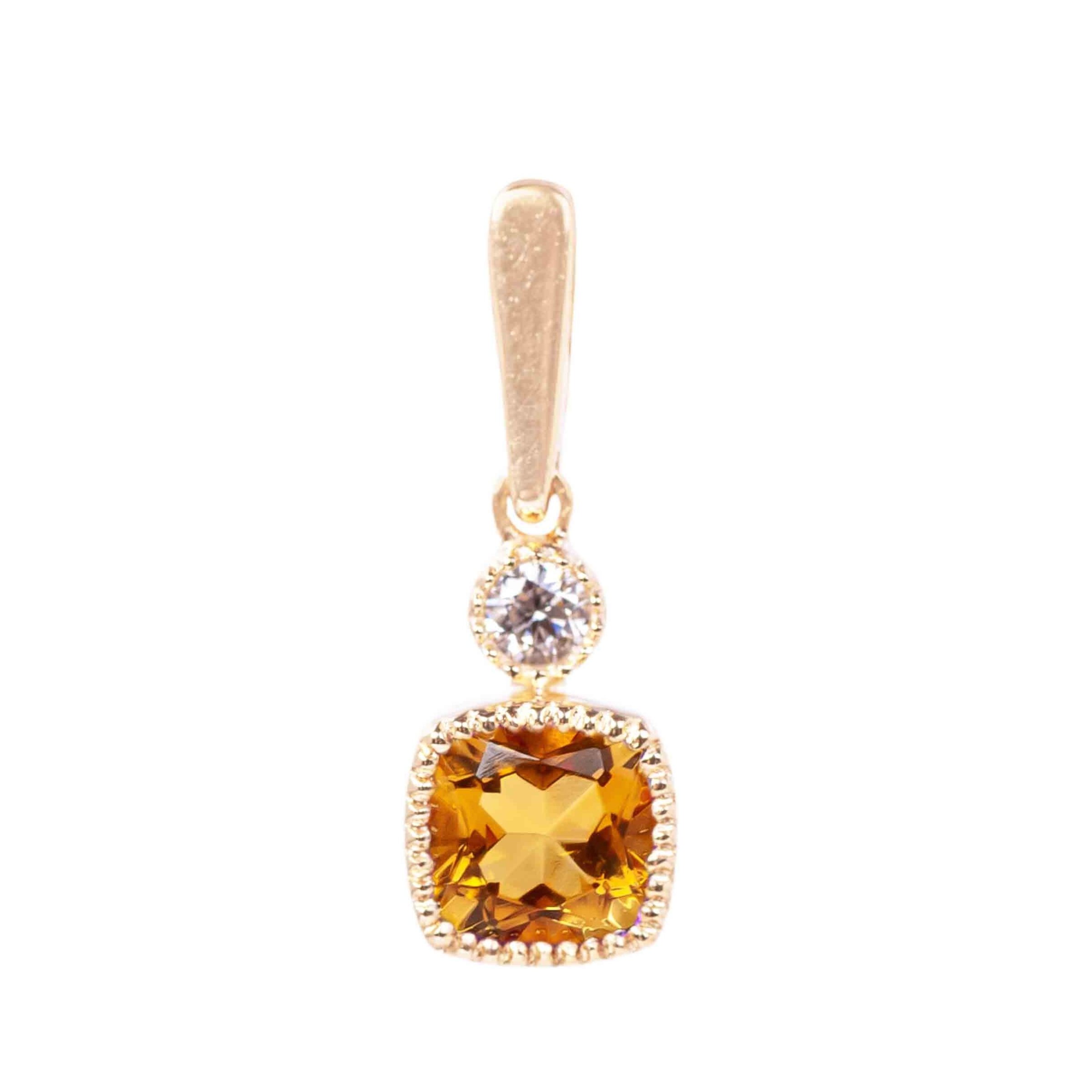 14K Yellow Gold Citrine 0.60ct and Diamond 0.05ct Pendant With 18 Chain