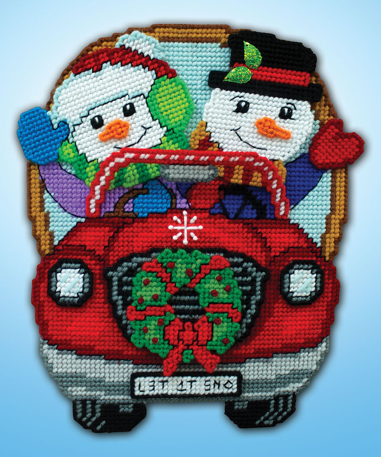 Tobin Design – Kit Per Decorazioni Natalizie Su Tela Plastica: 6 Ornamenti Con Babbo Natale, Perline E Cotone