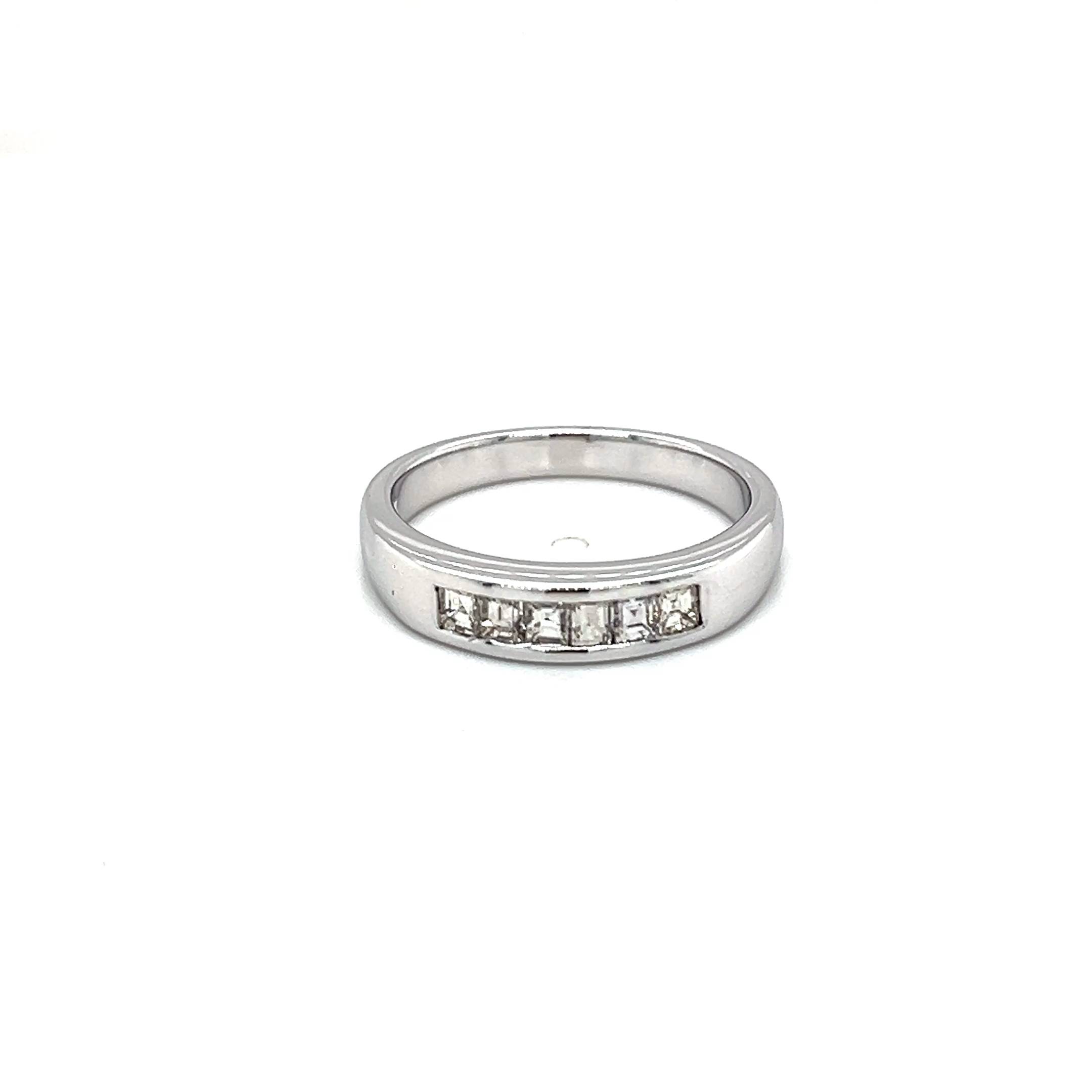 14k White Gold Princess Cut Channel Set Diamond Band D-0.50ct SI1 G