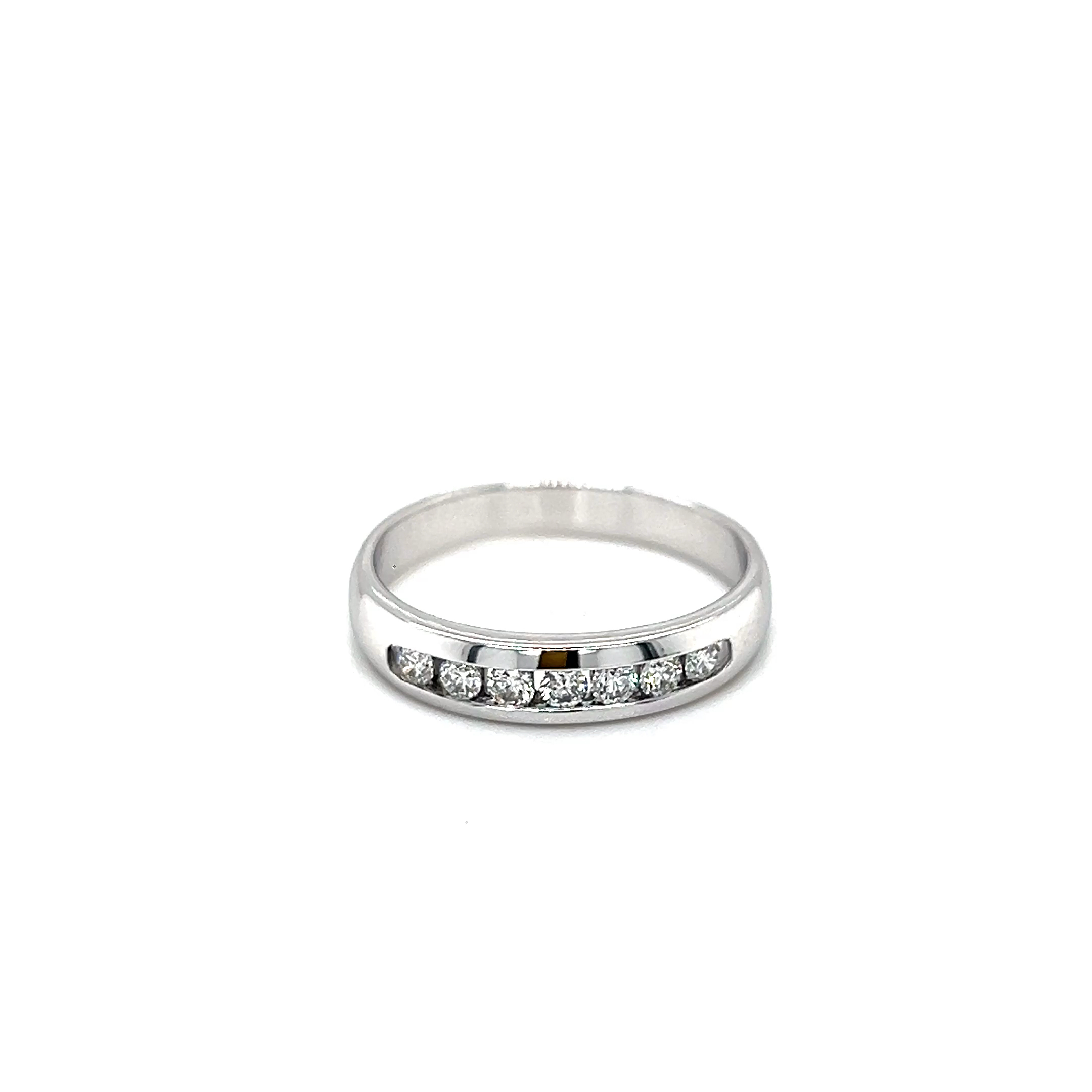 14k White Gold Round Natural Diamond Channel Set Ring D-0.35ct I1 G