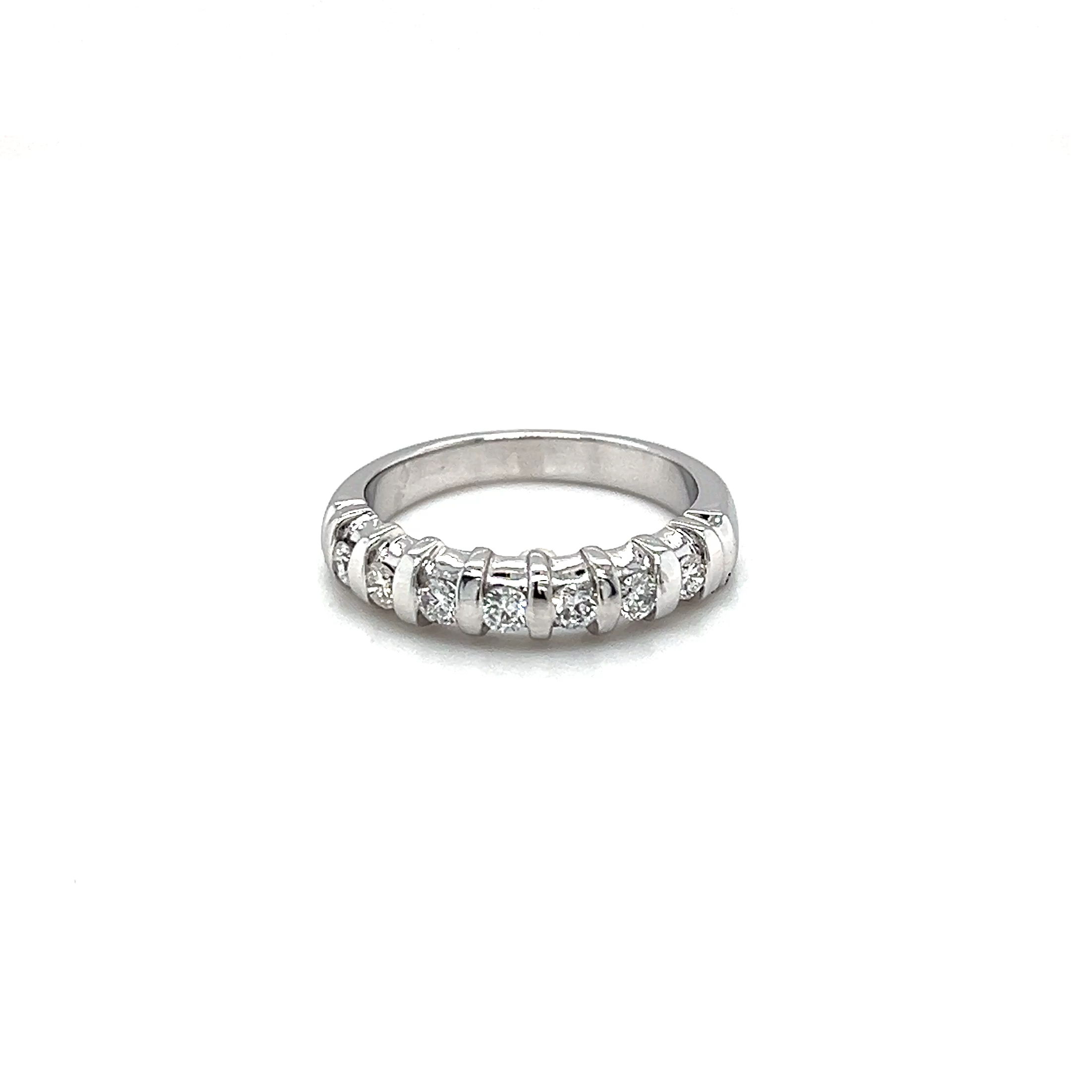 14k White Gold Semi Channel Natural Diamond Band D-0.40ct SI G-H