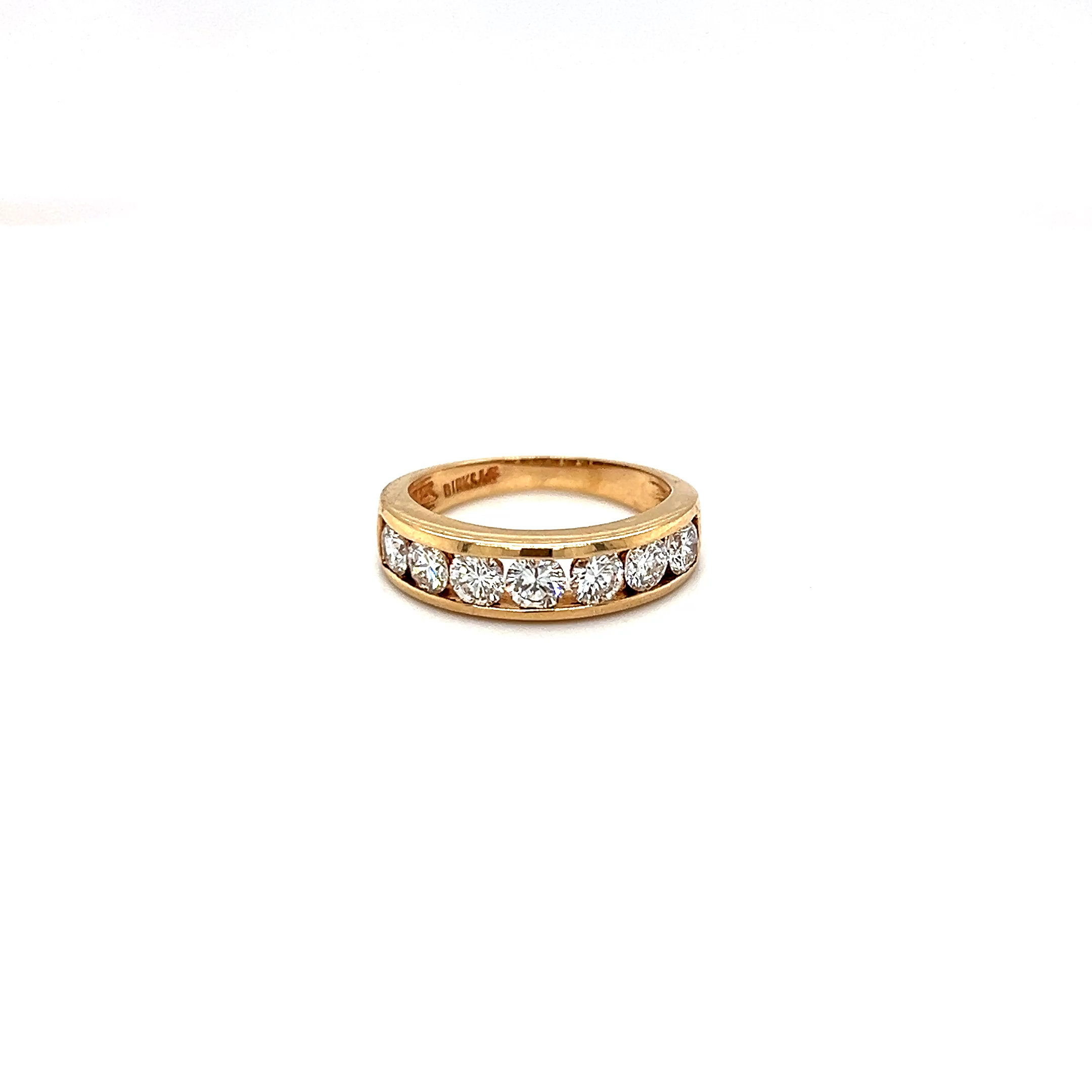 14k Yellow Gold Channel Set Diamond band set with 7 Natural Diamonds D- 1.05ct VS G 