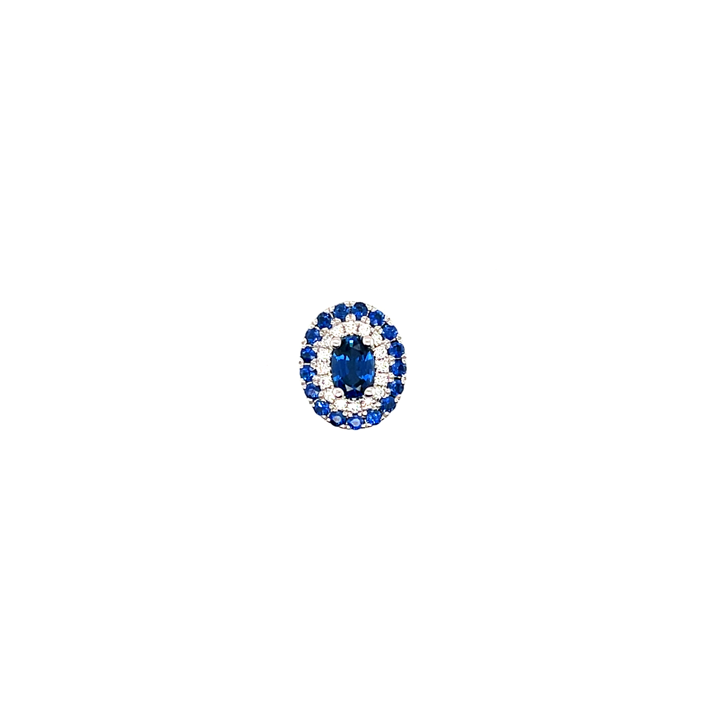 18k White Gold Sapphire and Diamond Halo Pendant S-1.07ct D-0.06 VS F-G