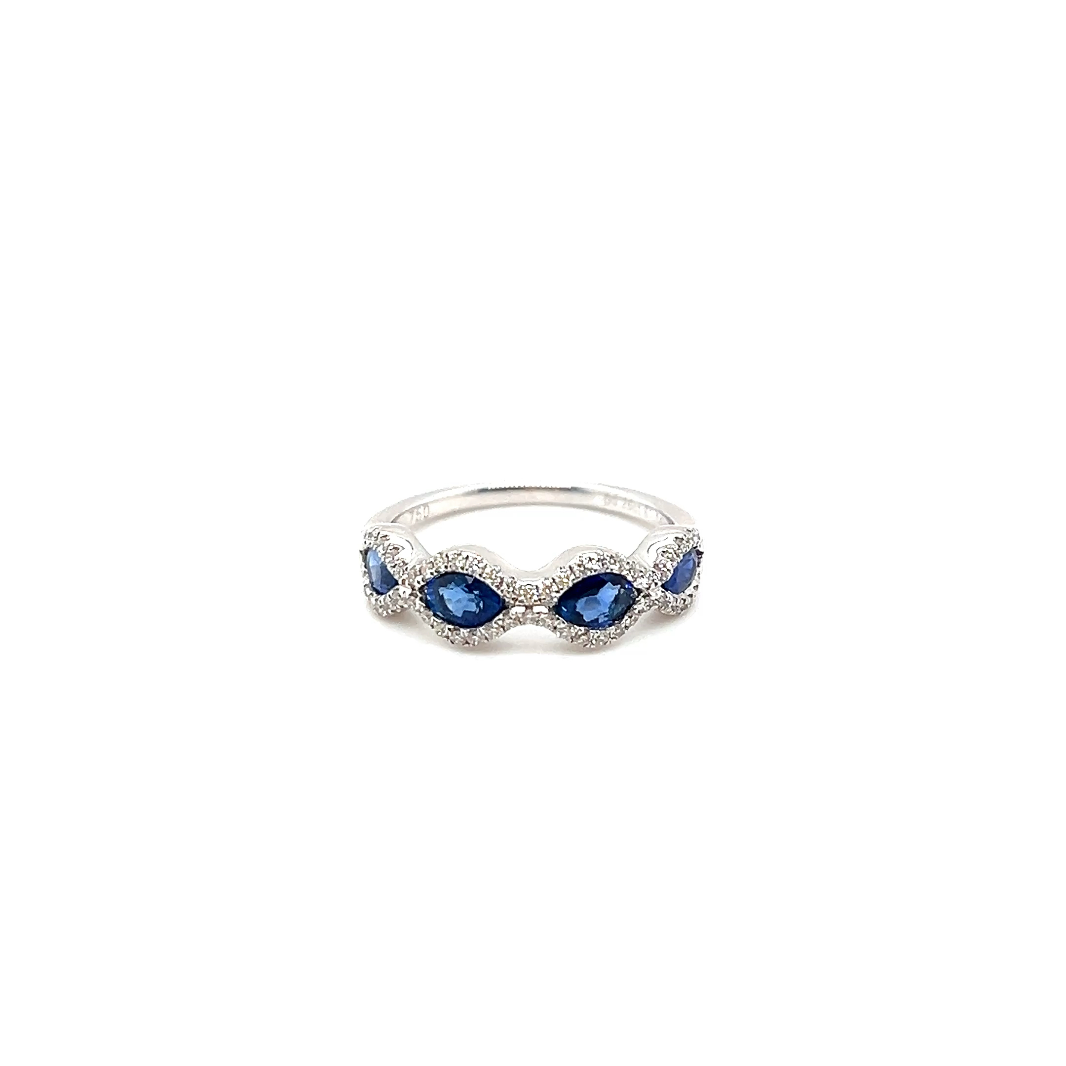 18k White Gold Sapphire and Diamond Ring S-1.14ct D-0.26ct VS F-G