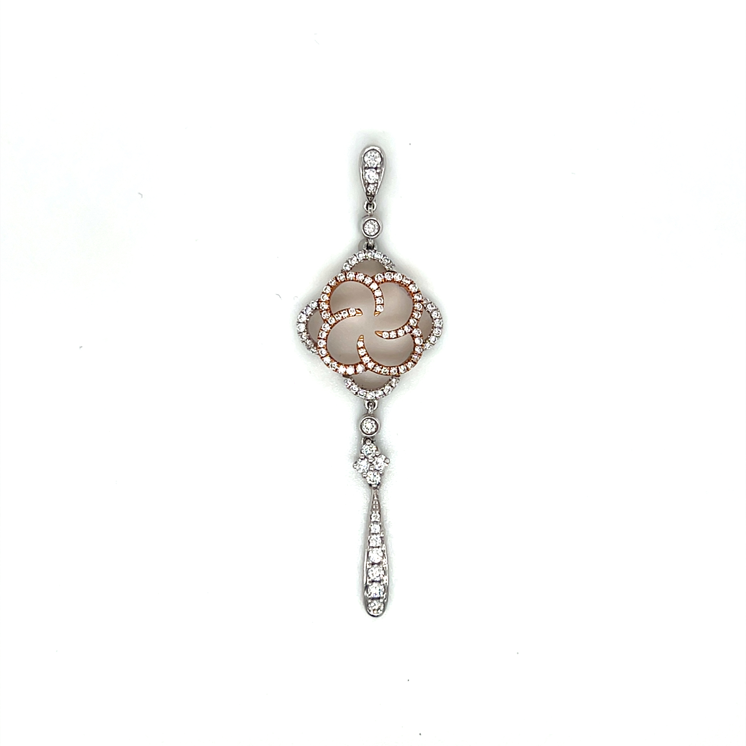 18k White and Rose Gold Fancy Natural Diamond Pendant D-0.50ct VS F-G
