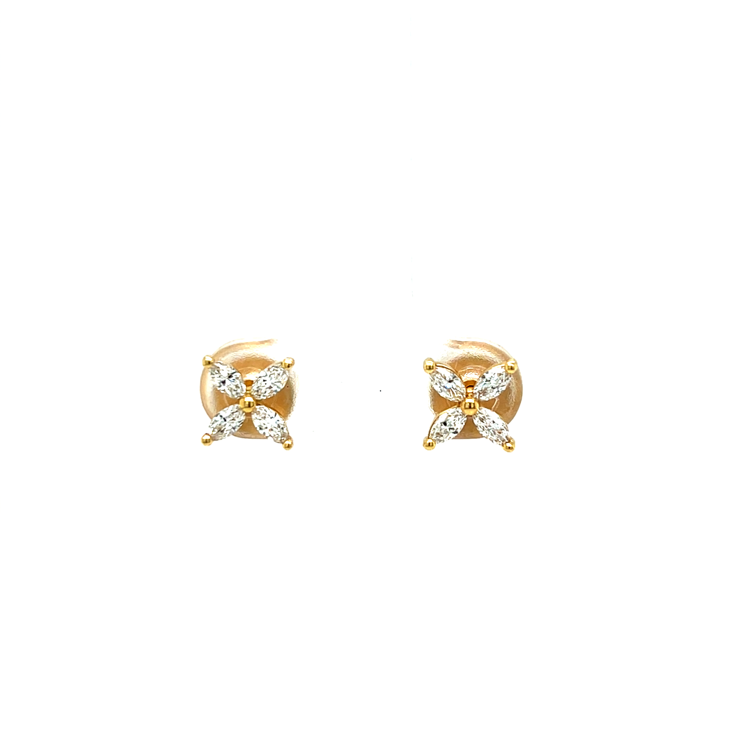 18k Yellow Gold Marquis Natural Diamond Stud Earrings D-0.56ct VS F-G 