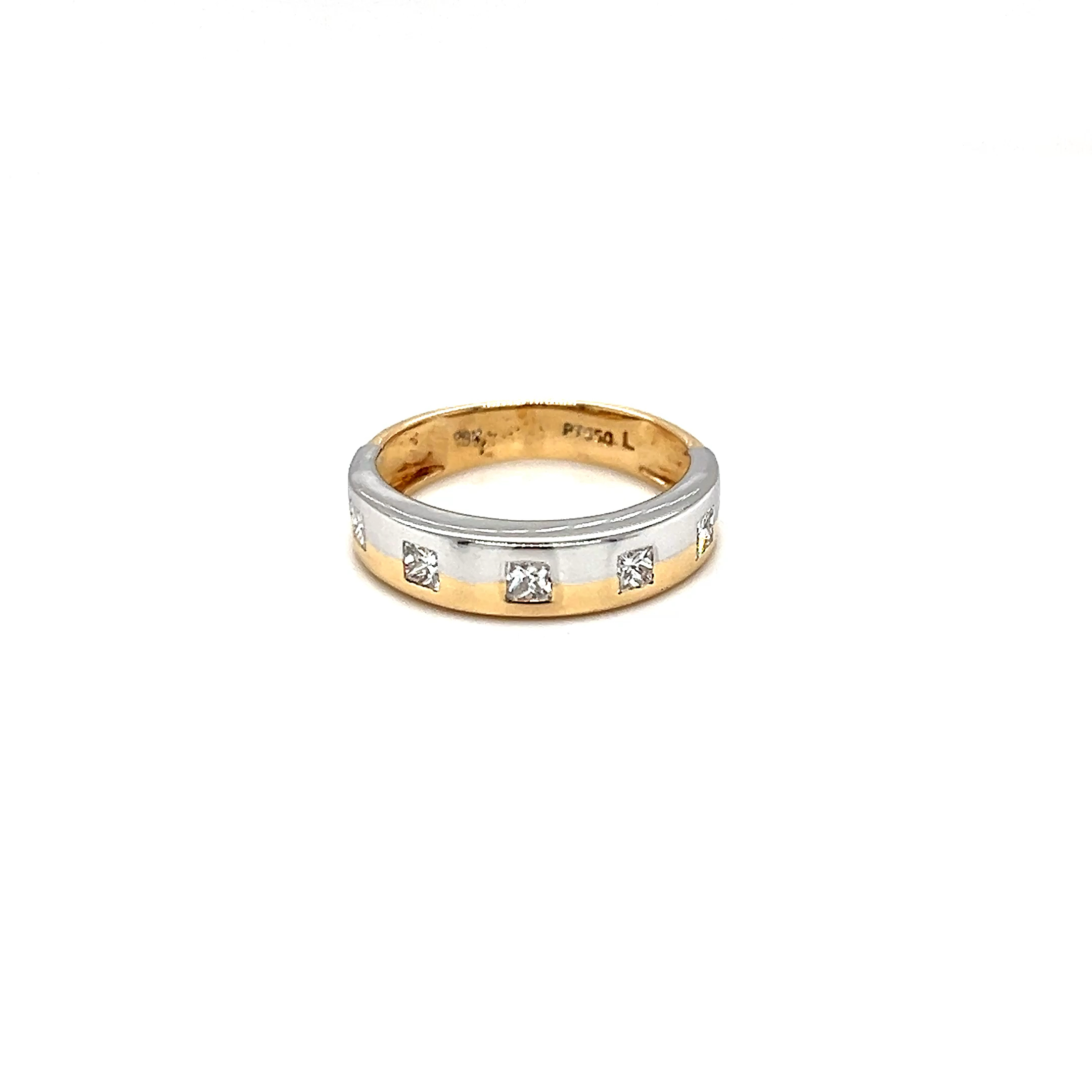 18k Yellow Gold and Platinum 4 Princess cut Diamond Ring D- 0.45ct Si1 G 