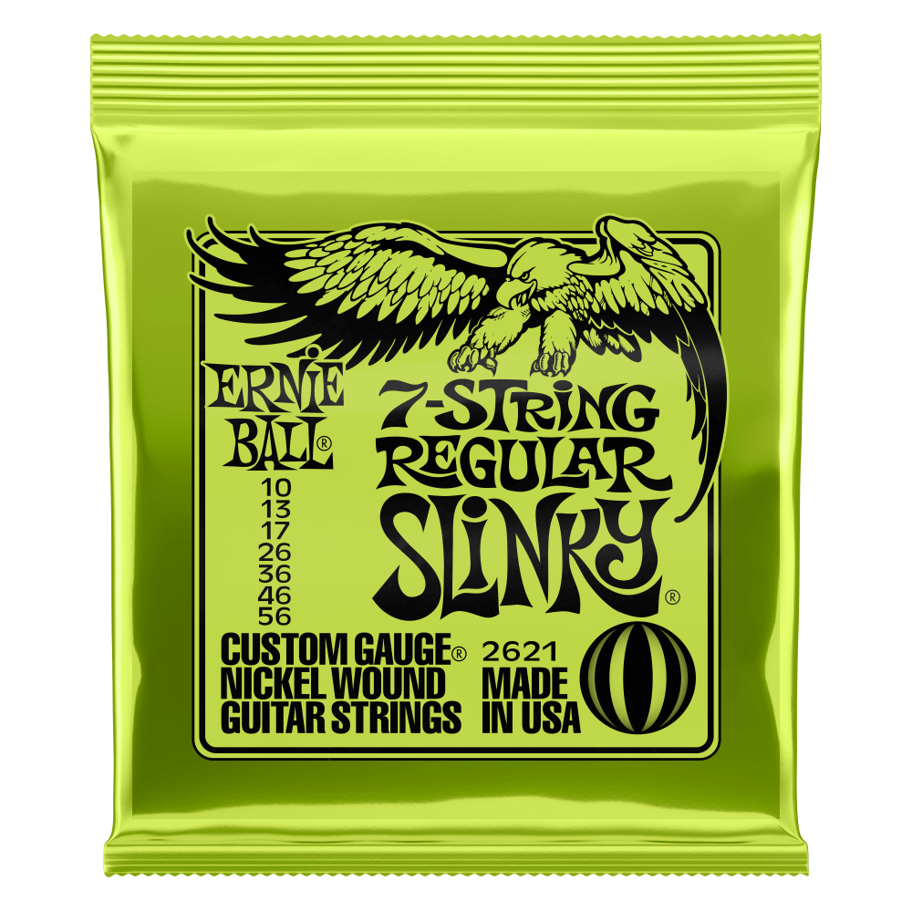 Ernie Ball 2621 Regular Slinky Nickel Wound 7-String Electric Guitar Strings 10-56 Gauge
