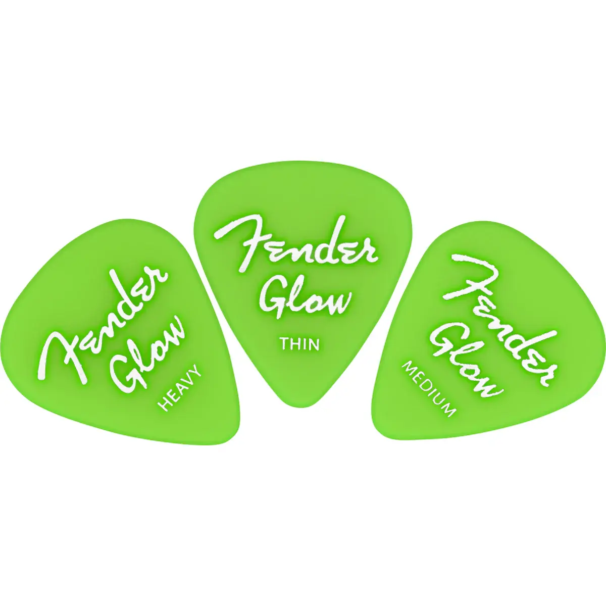Fender Glow In The Dark Picks, Assorted Sizes - 12 Pack