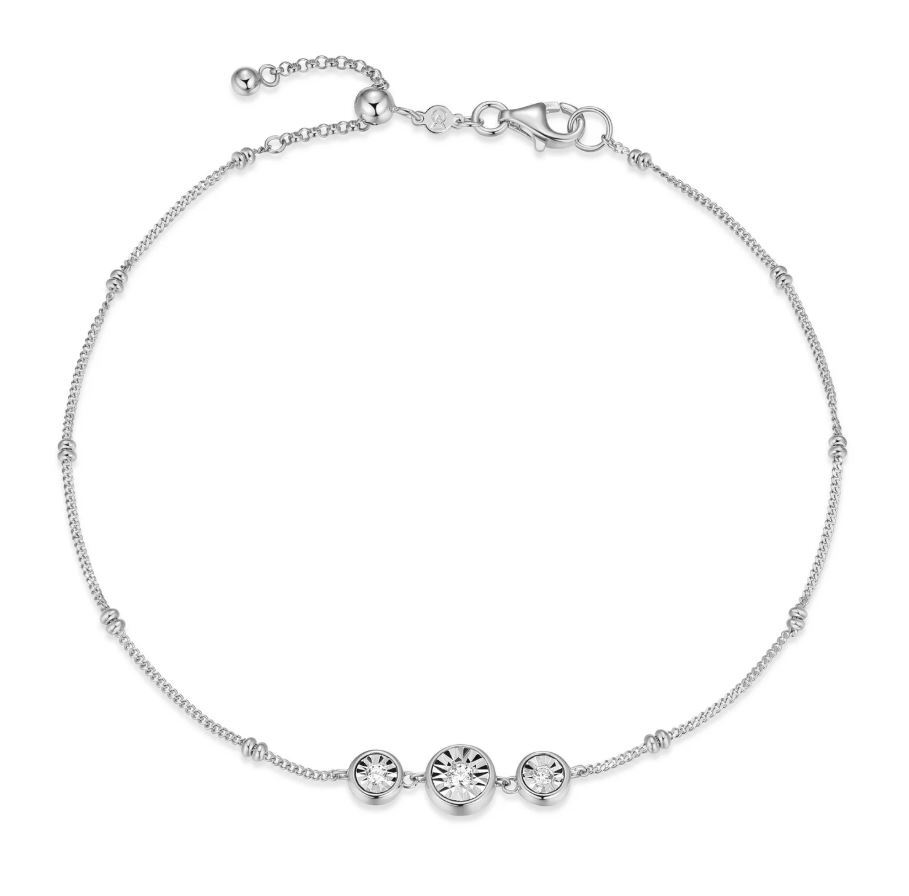 SS/Rh Monte Lune Bracelet with .11ctw Bezel Set LG Diamonds  6.5+1