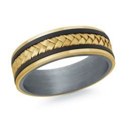 Tantalum/14KY Ring with Braided Center and Carbon Fiber Inlay  Size 12.5