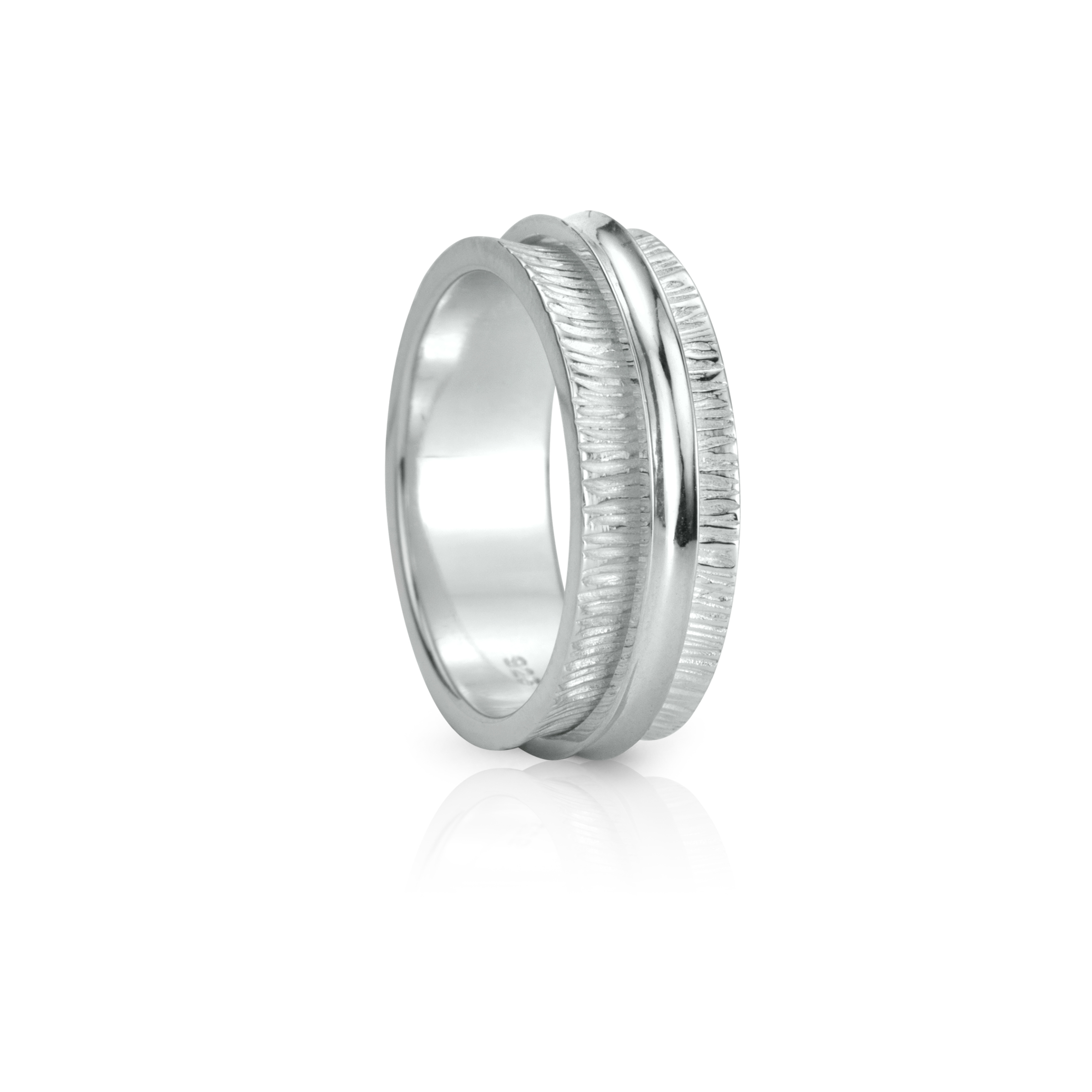   TreasureSS Ring with brushed and shiny texture and  spinning band  Sz 8  - 