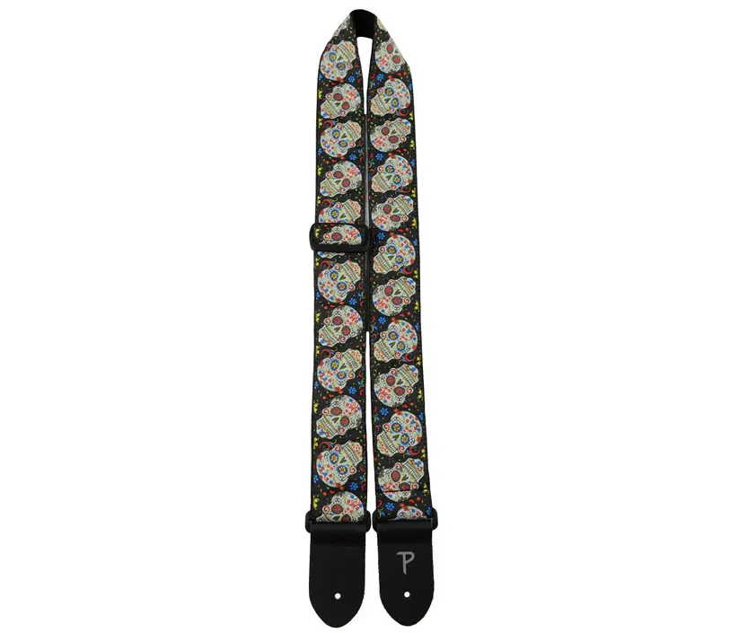 Perri's Leathers TWS-6802 2 The Hope Collection Jacquard Guitar Strap; Black Skulls