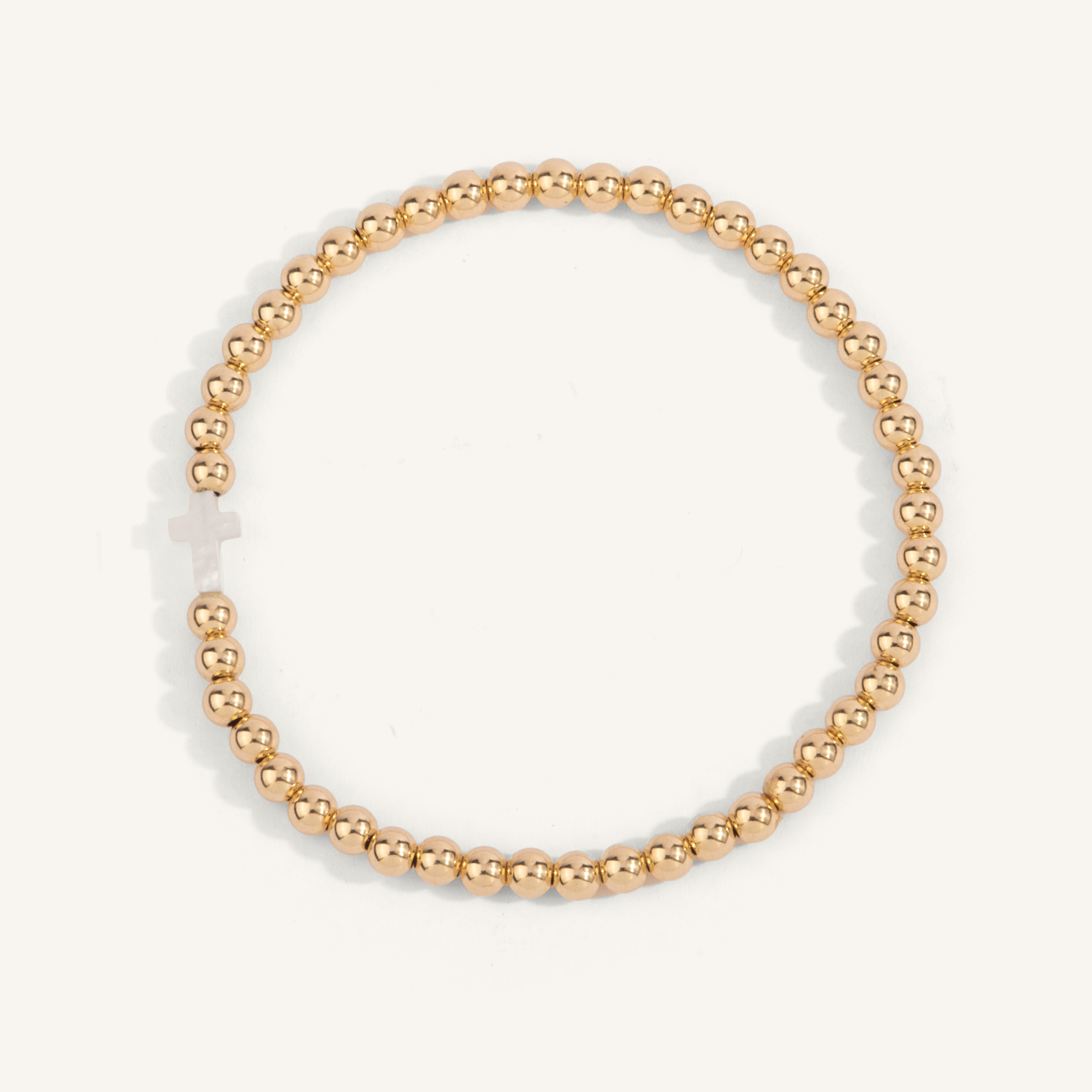 14 Karat Gold Filled with Mother of Pearl Cross Shine Bright Remix Bead Bracelet