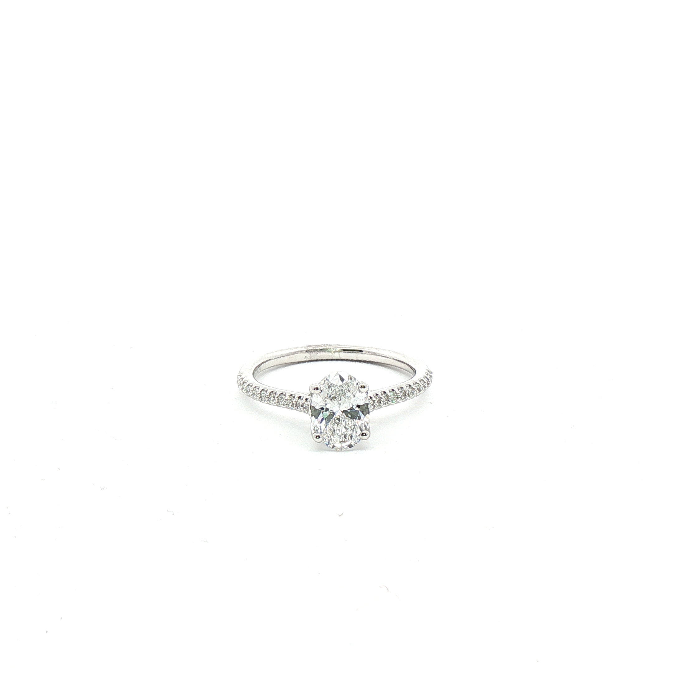 14 Karat Oval Cut Laboratory Grown Diamond Engagement Ring in White Gold