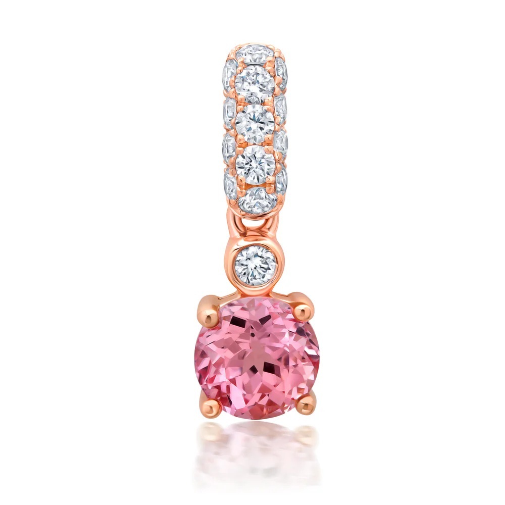 14 Karat Rose Gold Laboratory Grown Champagne Sapphire and Laboratory Grown Diamond Pendant