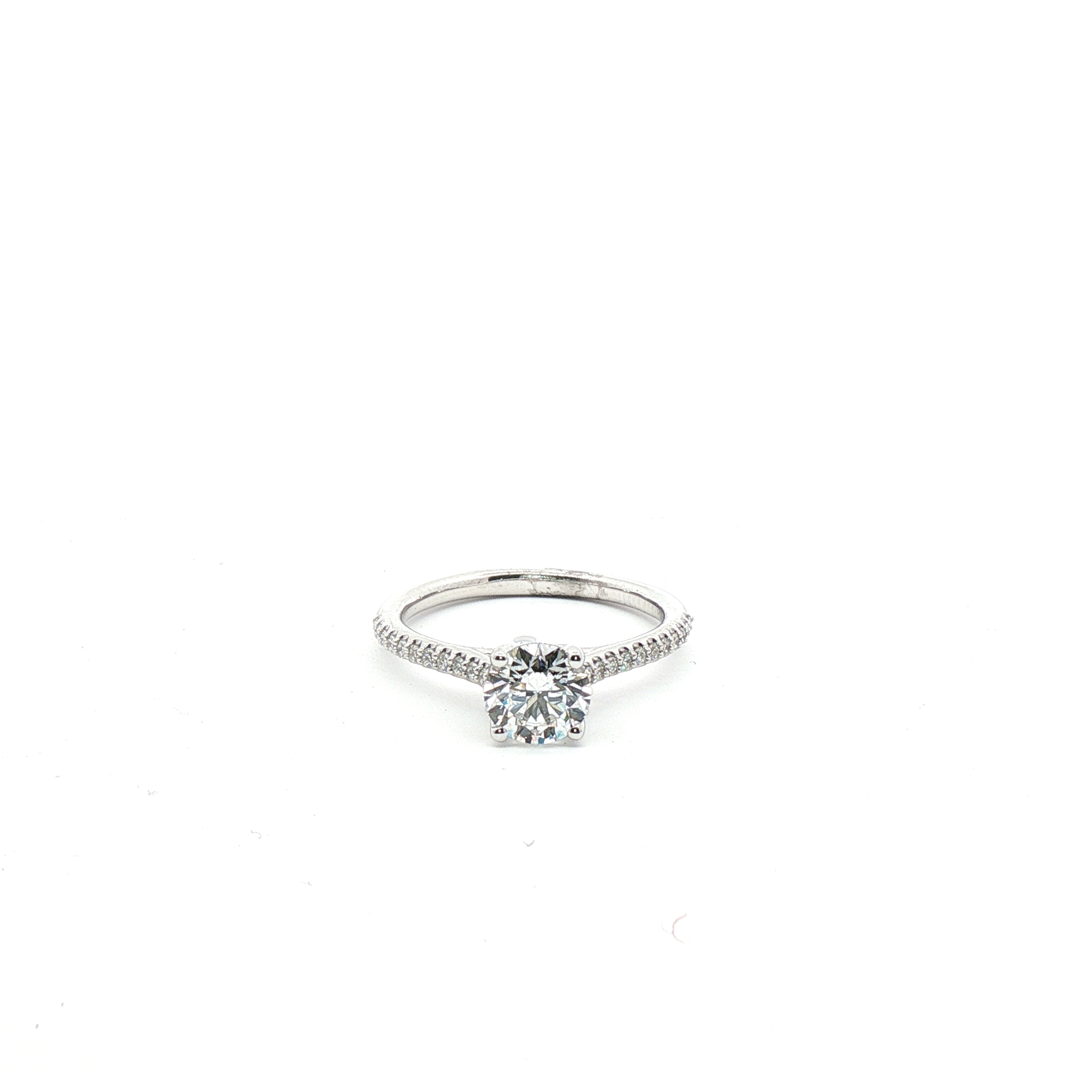 14 Karat White Gold Engagement Ring with Round Brilliant Cut Laboratory Grown Diamond